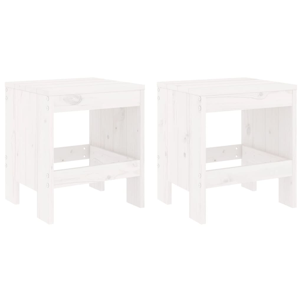 Sgabelli da Giardino 2pz Bianchi 40x36x45cm Legno Massello Pino - homemem39