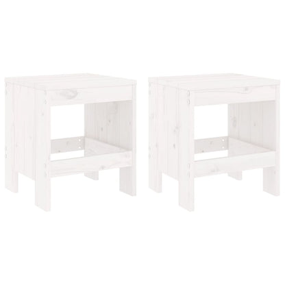 Sgabelli da Giardino 2pz Bianchi 40x36x45cm Legno Massello Pino - homemem39