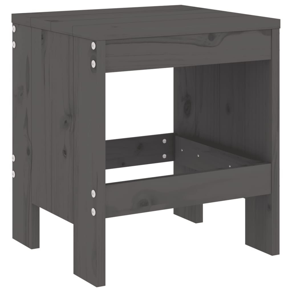 Sgabelli da Giardino 2pz Grigi 40x36x45cm Legno Massello Pino - homemem39