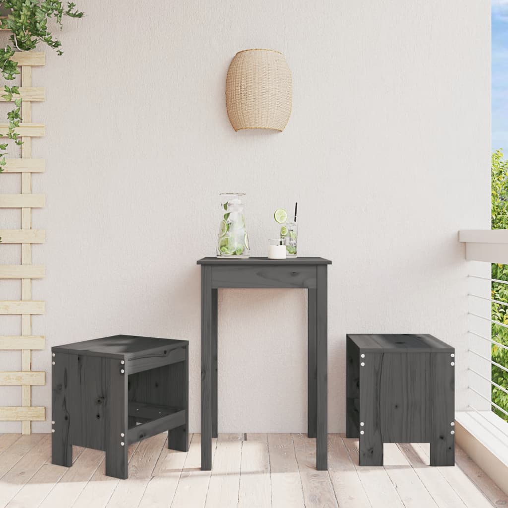 Sgabelli da Giardino 2pz Grigi 40x36x45cm Legno Massello Pino - homemem39