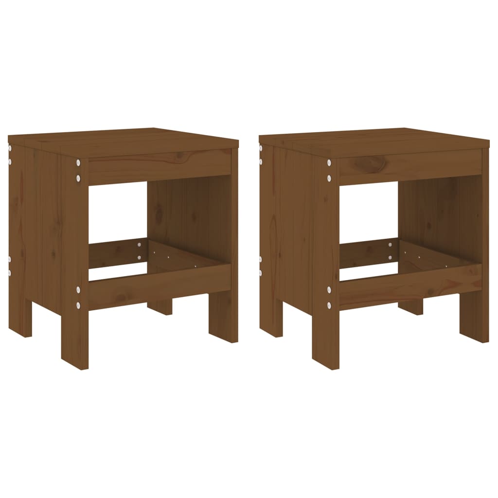 Sgabelli da Bar 2 pz Miele 40x36x45 cm Legno Massello di Pino - homemem39