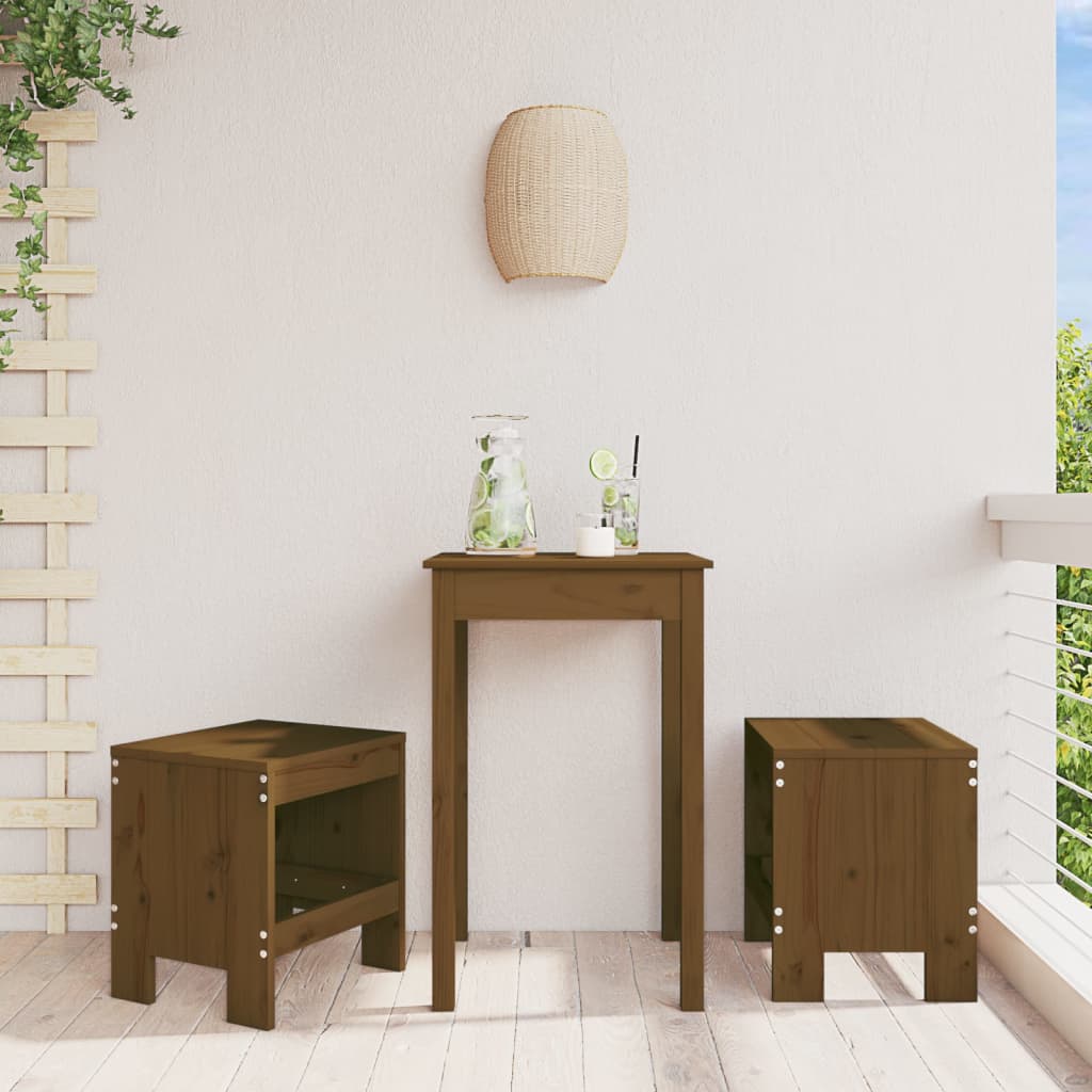 Sgabelli da Bar 2 pz Miele 40x36x45 cm Legno Massello di Pino - homemem39