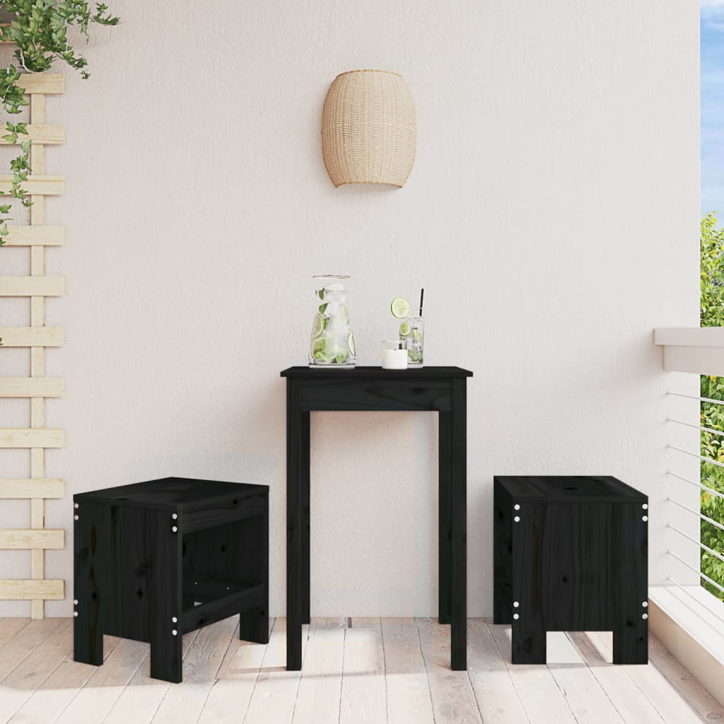 Sgabelli da Giardino 2pz Neri 40x36x45cm Legno Massello di Pino - homemem39