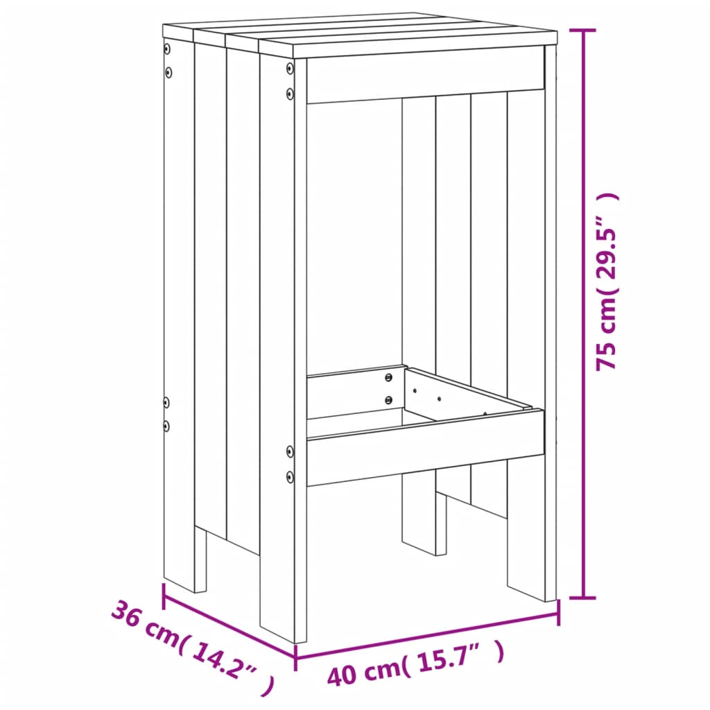 Sgabelli da Bar 2 pz Bianchi 40x36x75 cm Legno Massello di Pino - homemem39