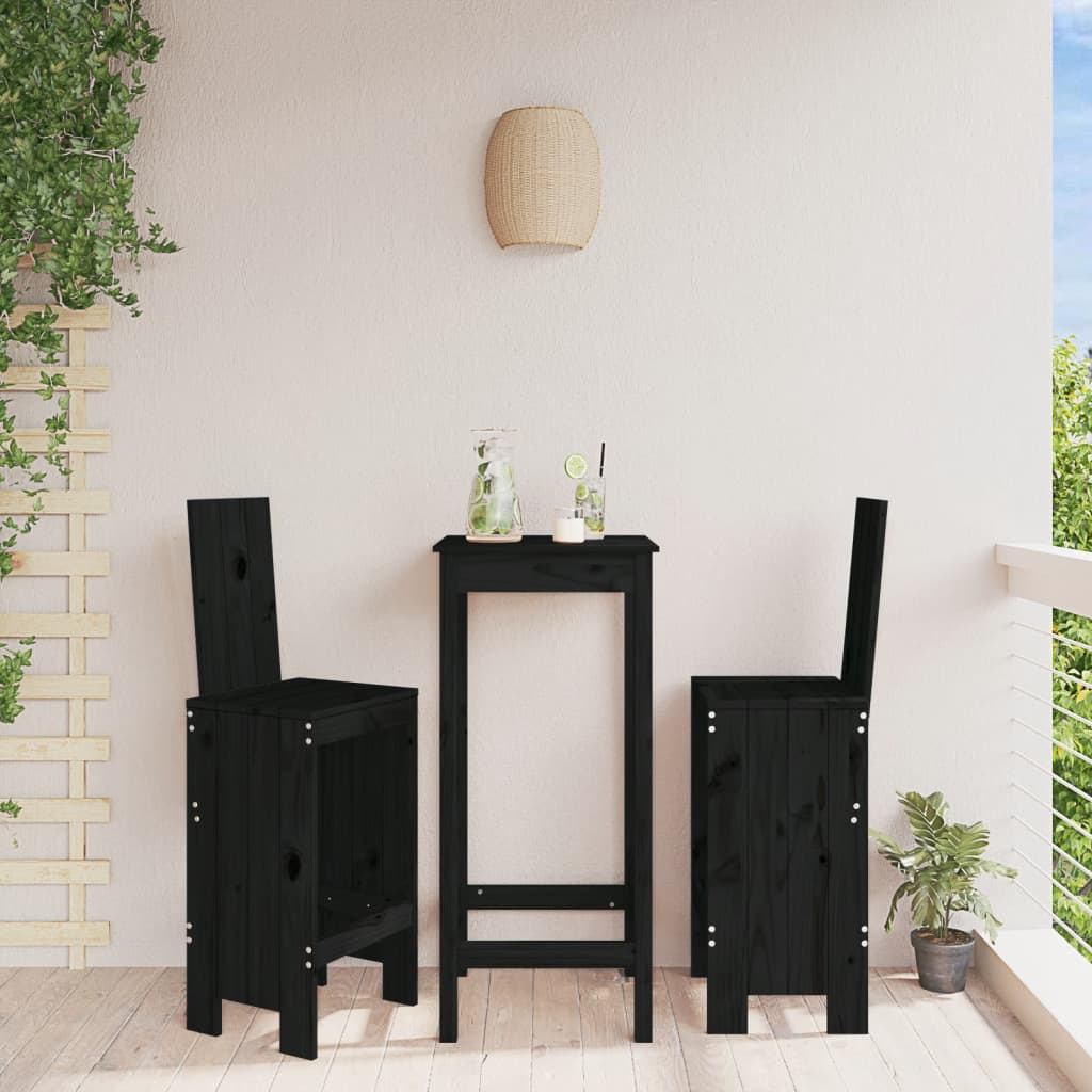 Sgabelli da Bar 2pz Neri 40x42x120 cm Legno Massello Pino - homemem39