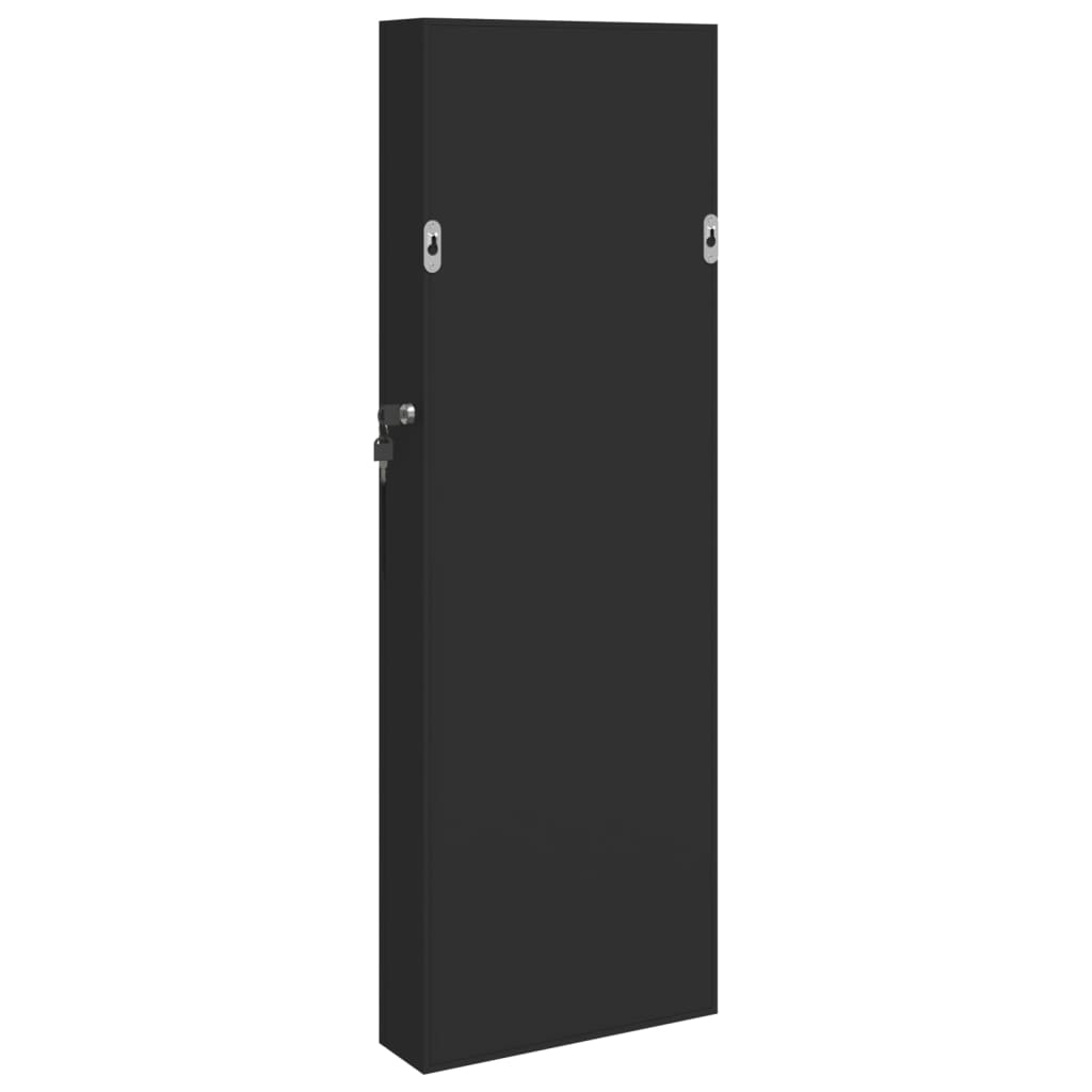 Armadio Portagioie con Specchio a Muro Nero 30x8,5x90 cm - homemem39