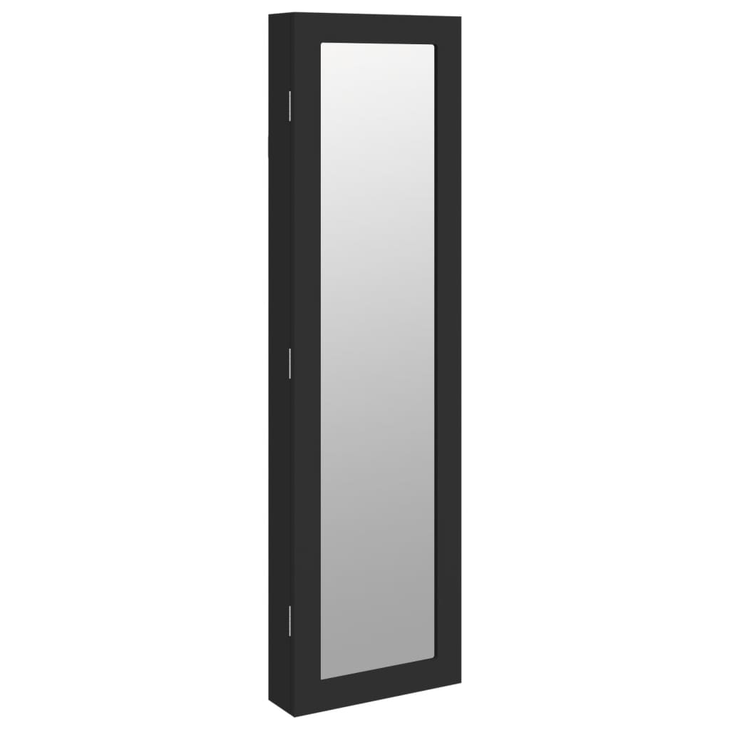 Armadio Portagioie con Specchio a Muro Nero 30x8,5x106 cm - homemem39