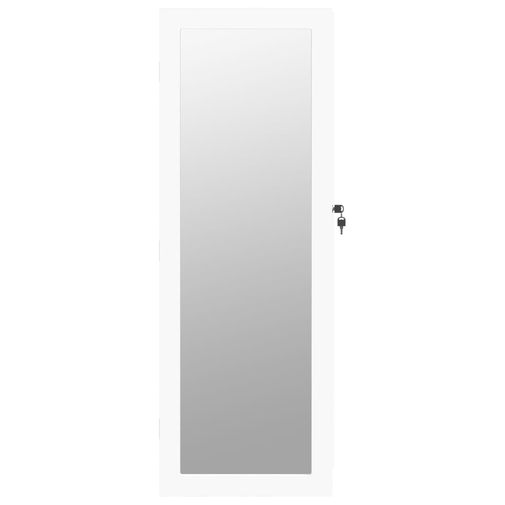 Armadio Portagioie con Specchio a Muro Bianco 37,5x10x106 cm - homemem39