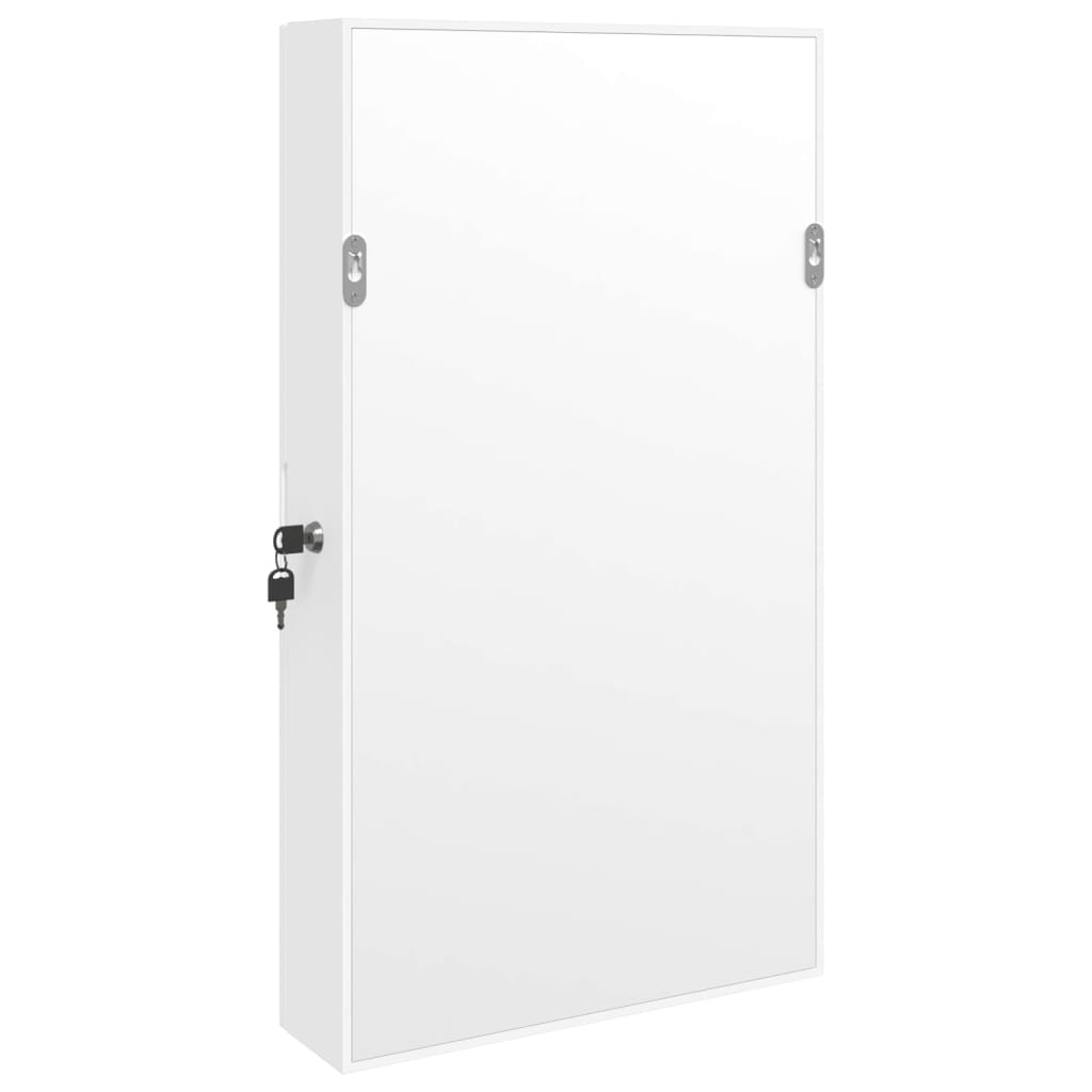 Armadio Portagioie con Specchio a Muro Bianco 37,5x10x67 cm - homemem39