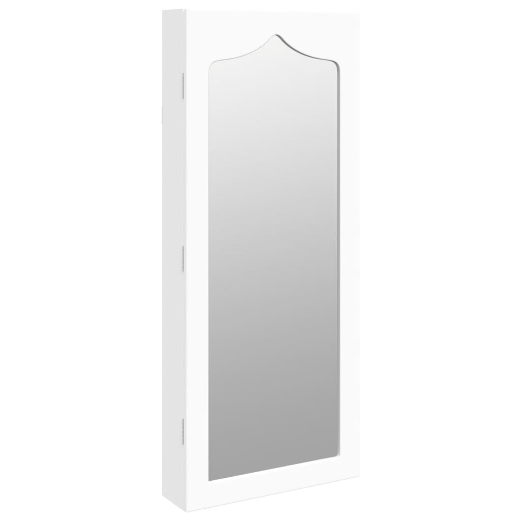 Armadio Portagioie con Specchio a Muro Bianco 37,5x10x90 cm - homemem39