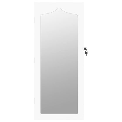 Armadio Portagioie con Specchio a Muro Bianco 37,5x10x90 cm - homemem39