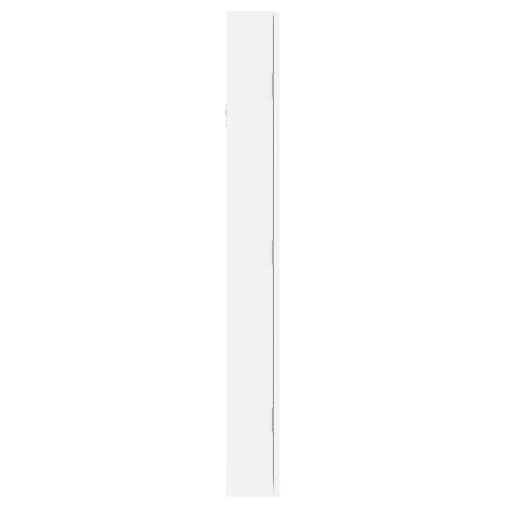 Armadio Portagioie con Specchio a Muro Bianco 37,5x10x90 cm - homemem39
