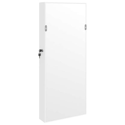 Armadio Portagioie con Specchio a Muro Bianco 37,5x10x90 cm - homemem39