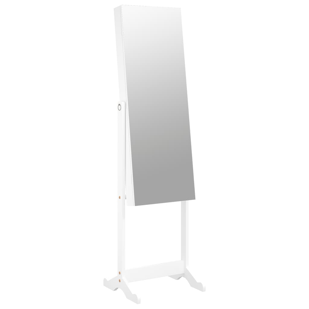 Armadio Portagioie Specchio Autoportante Bianco 42x38x152 cm - homemem39