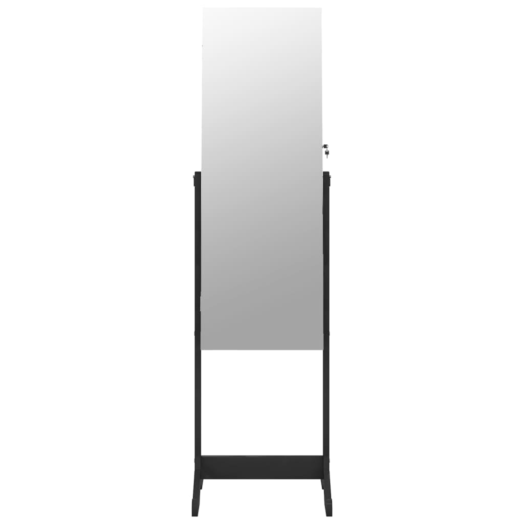 Armadio Portagioie Specchio Autoportante Nero 42x38x152 cm - homemem39