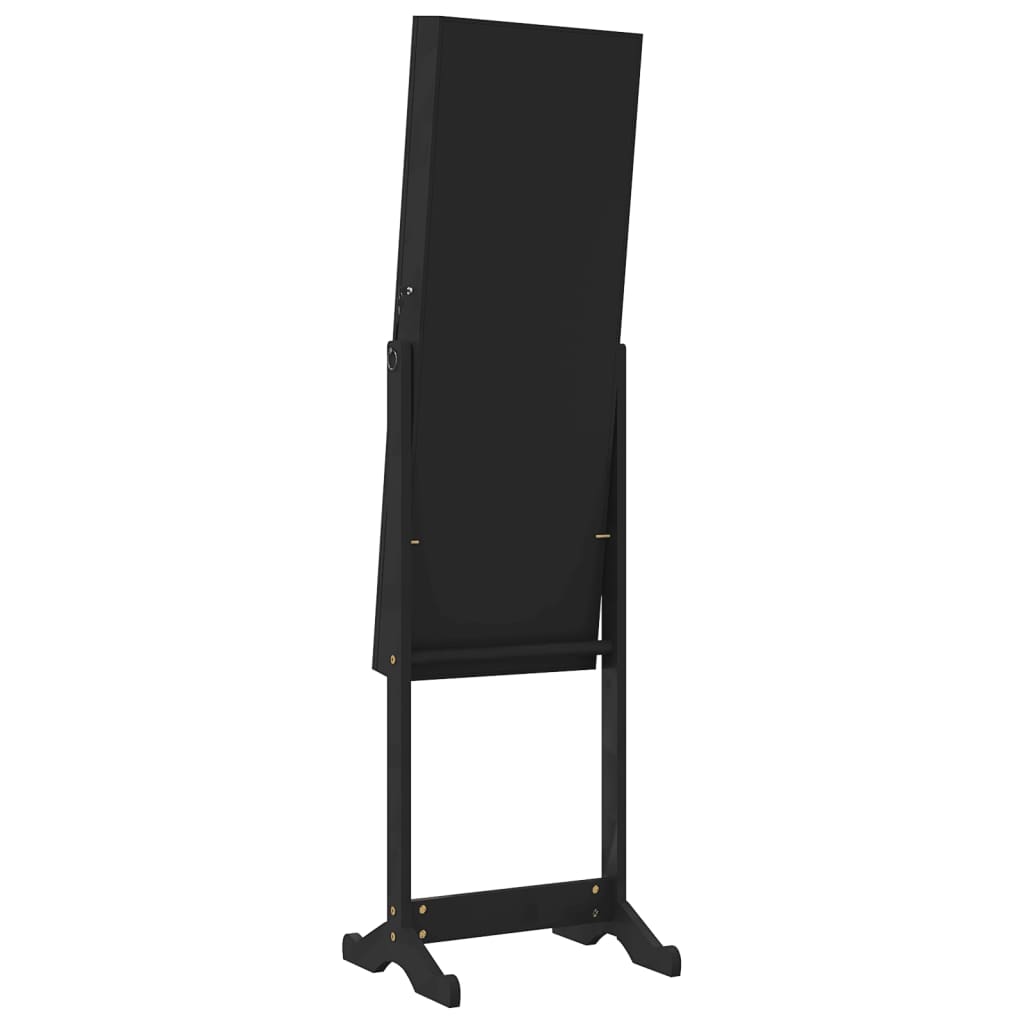 Armadio Portagioie Specchio Autoportante Nero 42x38x152 cm - homemem39