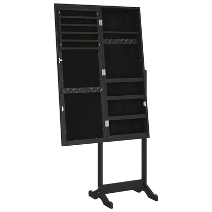 Armadio Portagioie Specchio Autoportante Nero 42x38x152 cm - homemem39