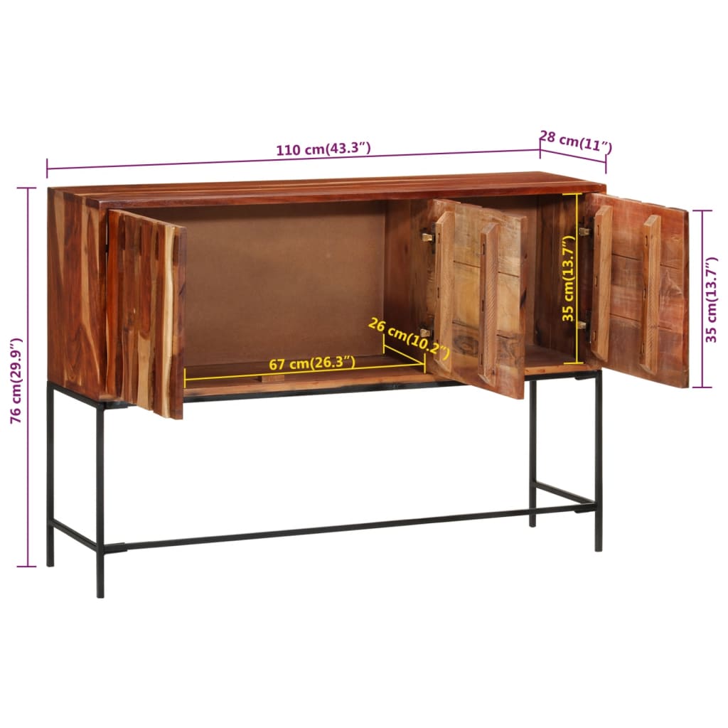 Credenza 110x28x76 cm in Legno Massello di Acacia - homemem39