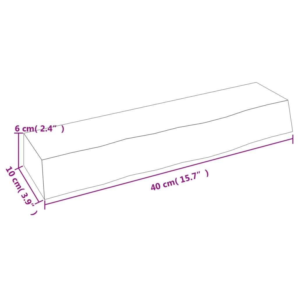 Ripiano a Parete 40x10x6 cm Legno Massello Rovere Non Trattato - homemem39