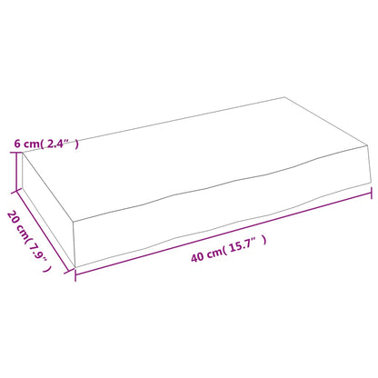 Ripiano a Parete 40x20x6 cm Legno Massello Rovere Non Trattato - homemem39