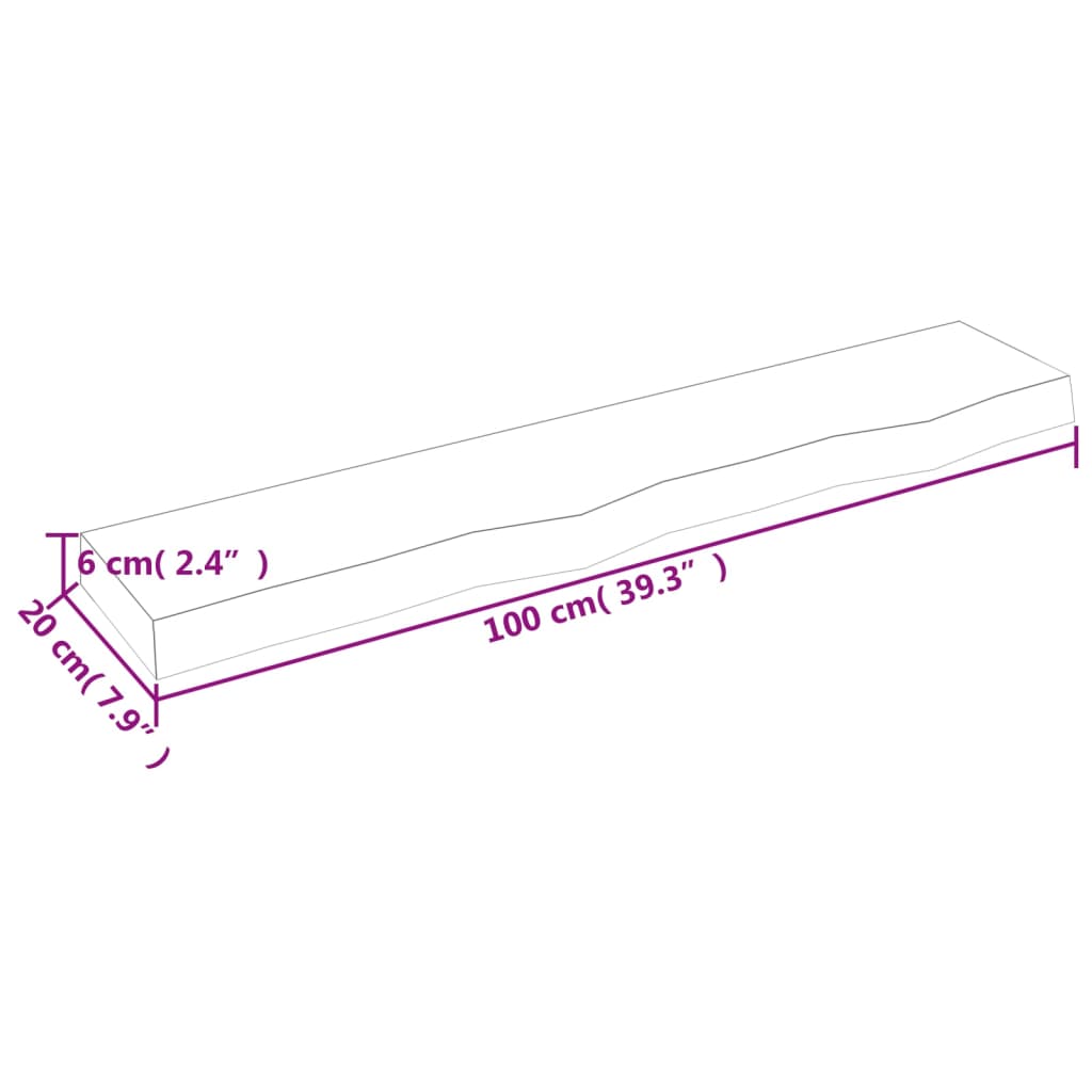 Ripiano a Parete 100x20x6 cm Legno Massello Rovere Non Trattato - homemem39