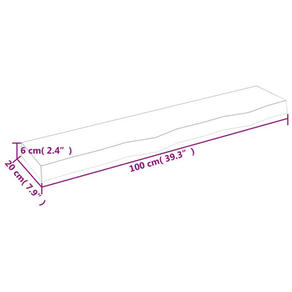 Ripiano a Parete 100x20x6 cm Legno Massello Rovere Non Trattato - homemem39