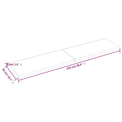 Ripiano Muro Marrone 220x50x(2-4) cm Massello Rovere Trattato - homemem39