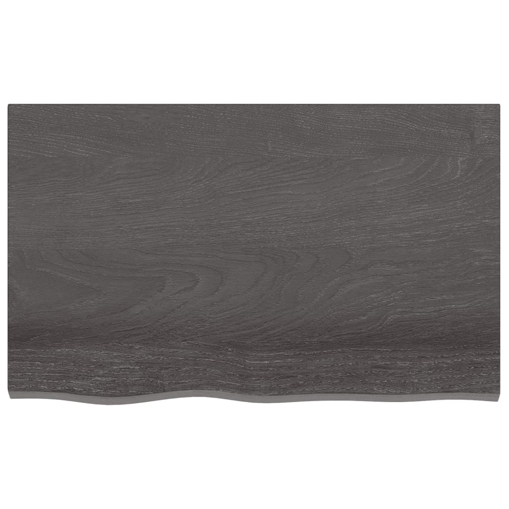 Ripiano Muro Marrone Scuro 80x50x2 cm Massello Rovere Trattato - homemem39