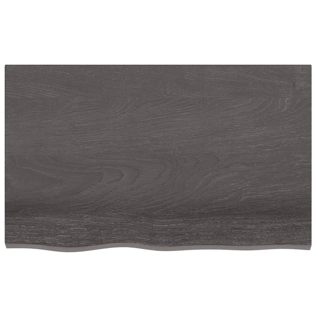 Ripiano Muro Marrone Scuro 80x50x2 cm Massello Rovere Trattato - homemem39