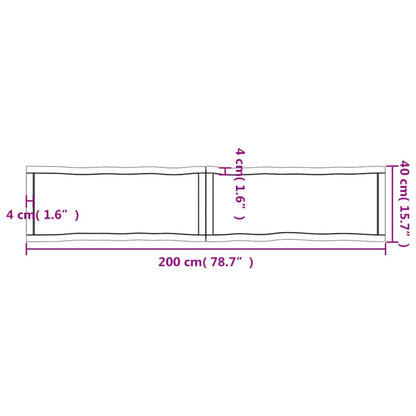 Piano per Tavolo 200x40x(2-4) cm Rovere Non Trattato Bordi Vivi - homemem39