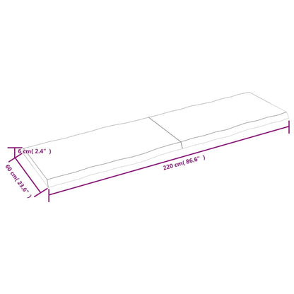 Piano per Tavolo 220x60x(2-6) cm Rovere Non Trattato Bordi Vivi - homemem39