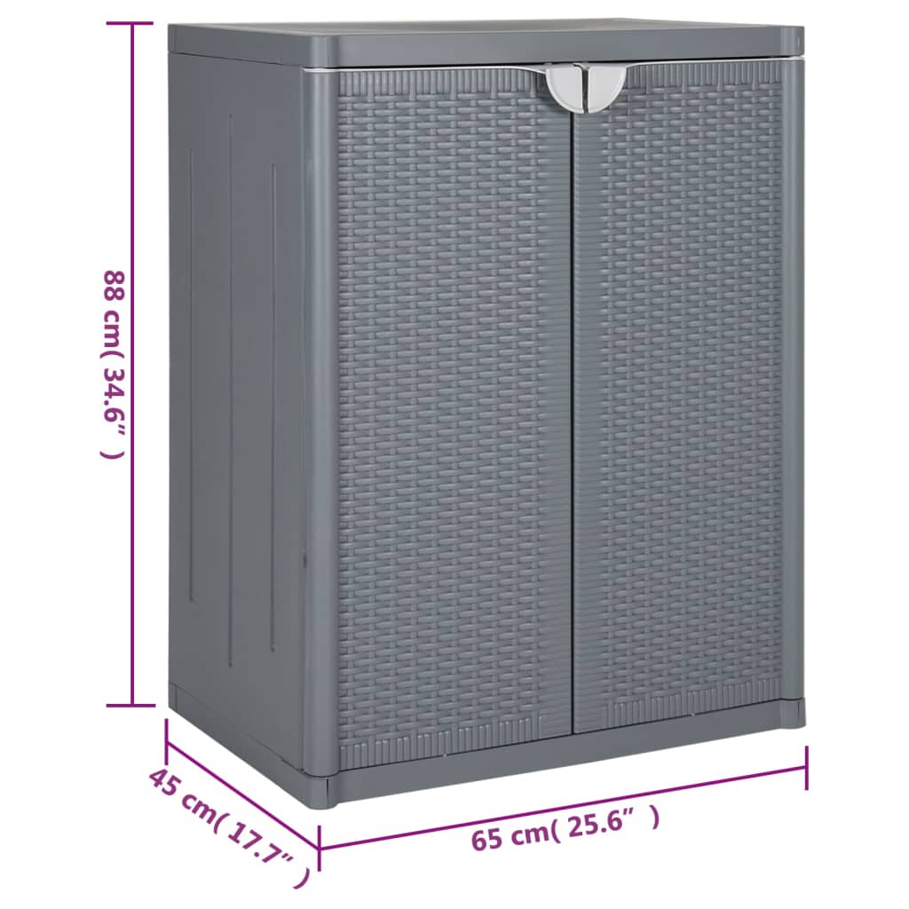 Armadio da Giardino Grigio 65x45x88 cm in Rattan PP - homemem39