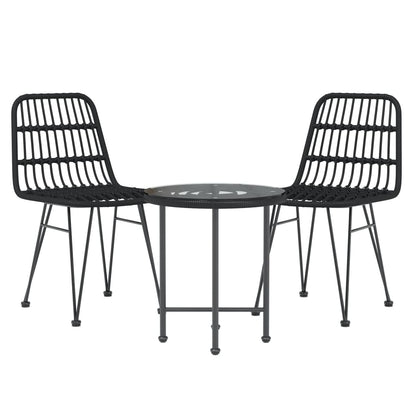 Set da Pranzo da Giardino 3 pz Nero in Polyrattan - homemem39