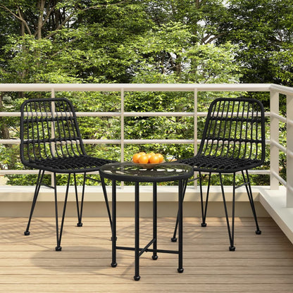 Set da Pranzo da Giardino 3 pz Nero in Polyrattan - homemem39