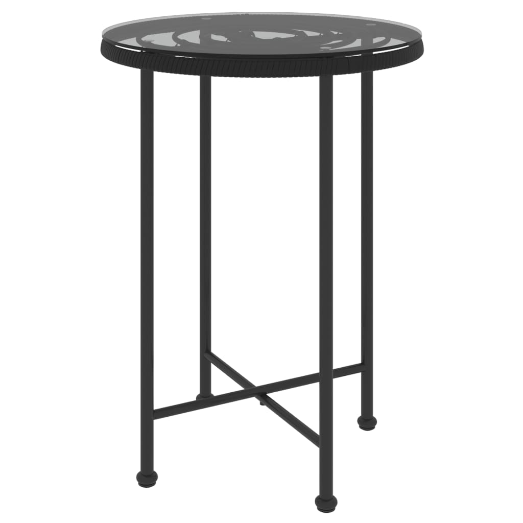 Set da Pranzo da Giardino 3 pz Nero in Polyrattan - homemem39