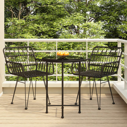 Set da Pranzo da Giardino 3 pz Nero in Polyrattan - homemem39