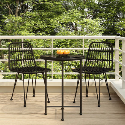 Set da Pranzo da Giardino 3 pz Nero in Polyrattan - homemem39