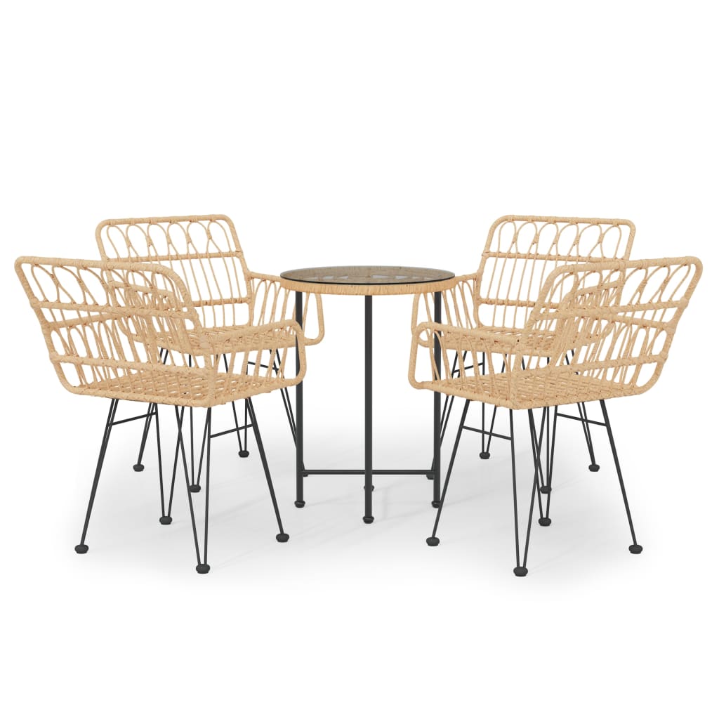 Set da Pranzo da Giardino 5 pz in Polyrattan - homemem39