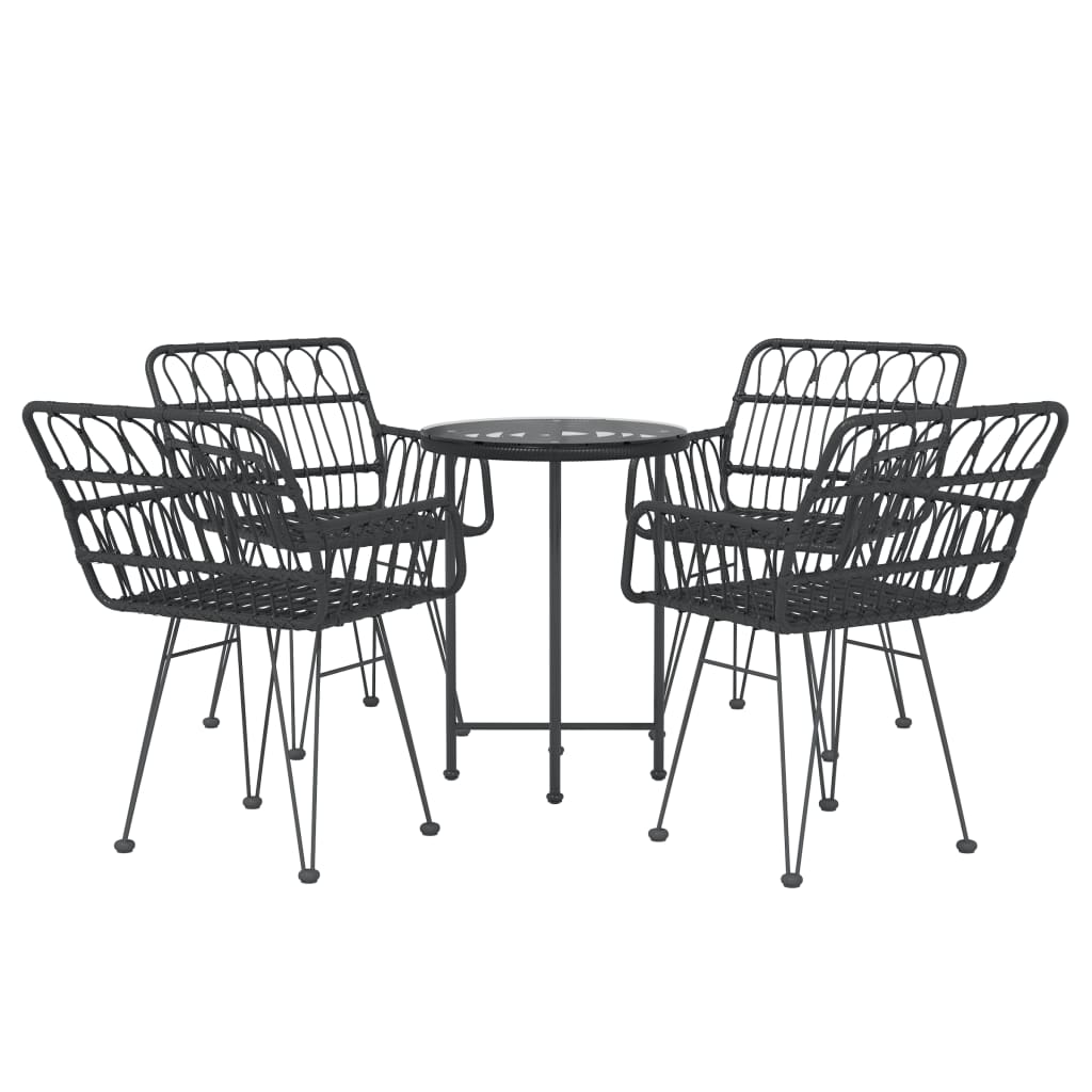 Set da Pranzo da Giardino 5 pz Nero in Polyrattan - homemem39