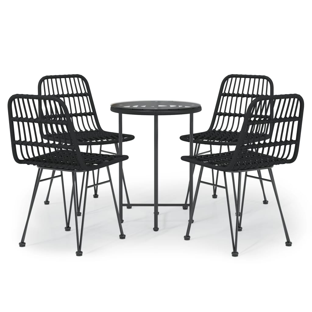 Set da Pranzo da Giardino 5 pz Nero in Polyrattan - homemem39