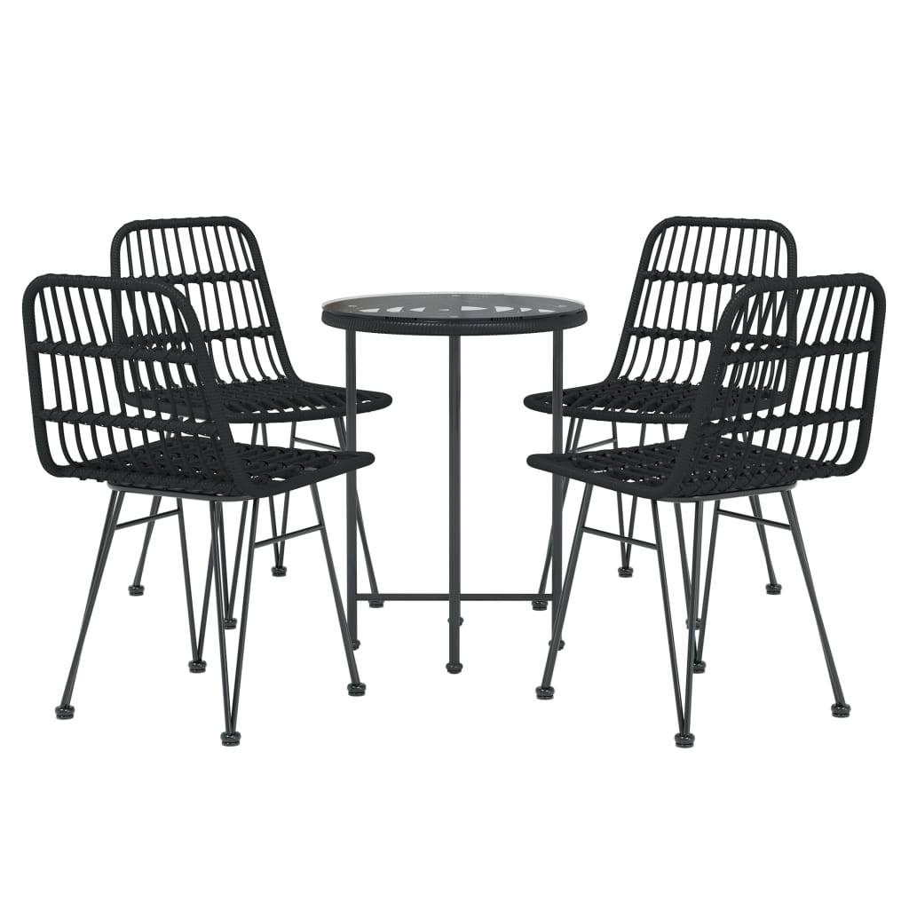 Set da Pranzo da Giardino 5 pz Nero in Polyrattan - homemem39