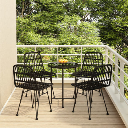 Set da Pranzo da Giardino 5 pz Nero in Polyrattan - homemem39