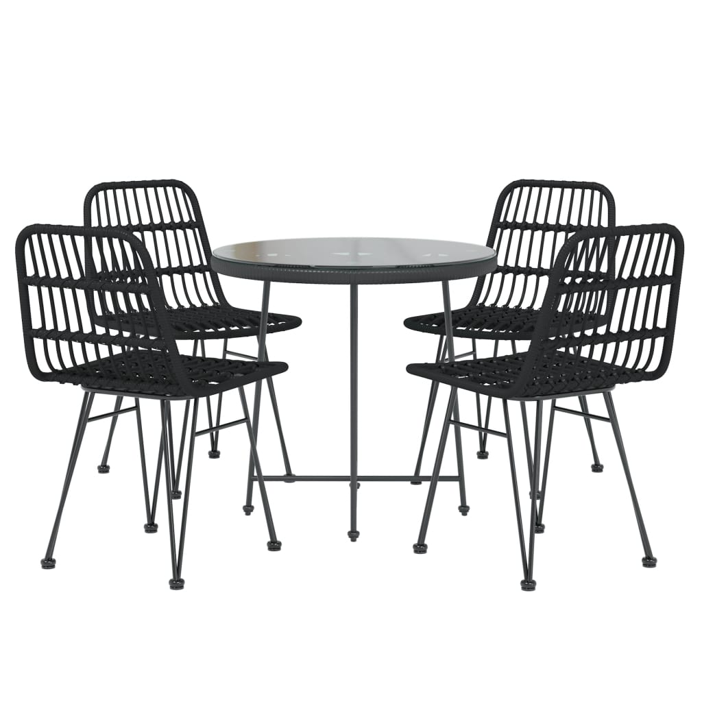 Set da Pranzo da Giardino 5 pz Nero in Polyrattan - homemem39