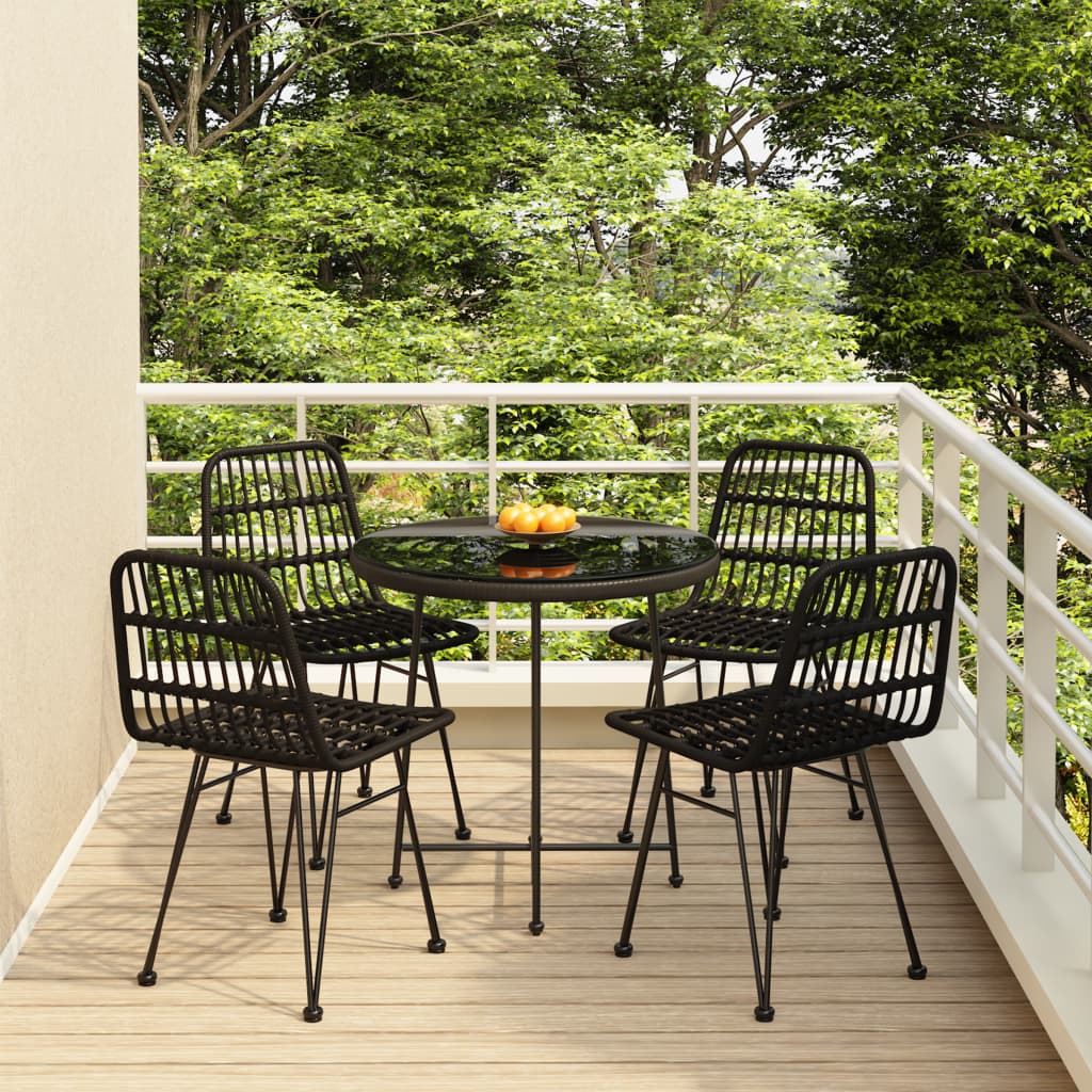 Set da Pranzo da Giardino 5 pz Nero in Polyrattan - homemem39