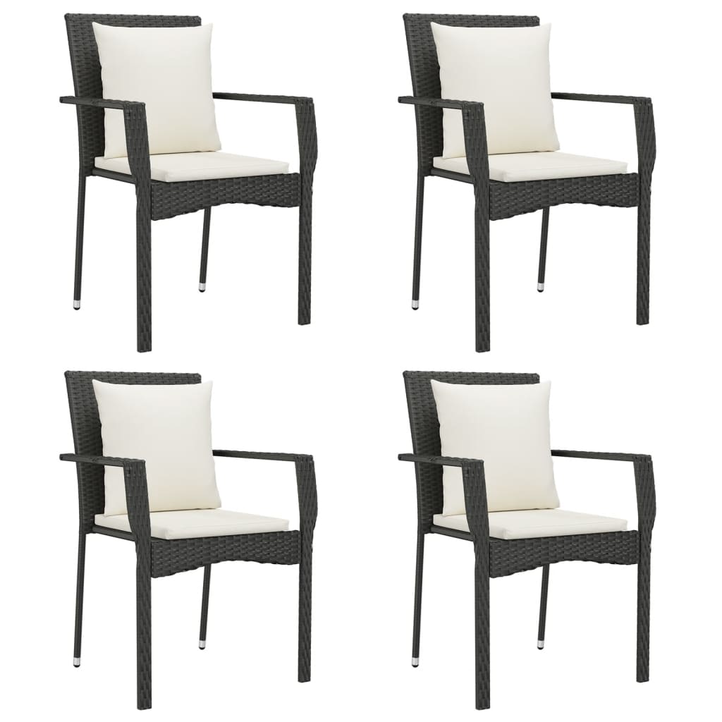 Set da Pranzo da Giardino 5 pz Nero con Cuscini in Polyrattan - homemem39