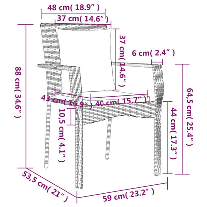 Set da Pranzo da Giardino 7 pz Nero con Cuscini in Polyrattan - homemem39