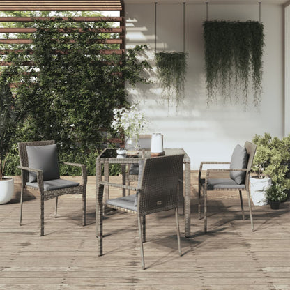 Set da Pranzo da Giardino 5 pz con Cuscini in Polyrattan Grigio - homemem39