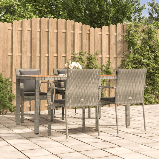 Set da Pranzo da Giardino 5 pz con Cuscini in Polyrattan Grigio - homemem39