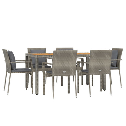 Set da Pranzo da Giardino 7 pz con Cuscini in Polyrattan Grigio - homemem39