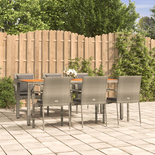 Set da Pranzo da Giardino 7 pz con Cuscini in Polyrattan Grigio - homemem39